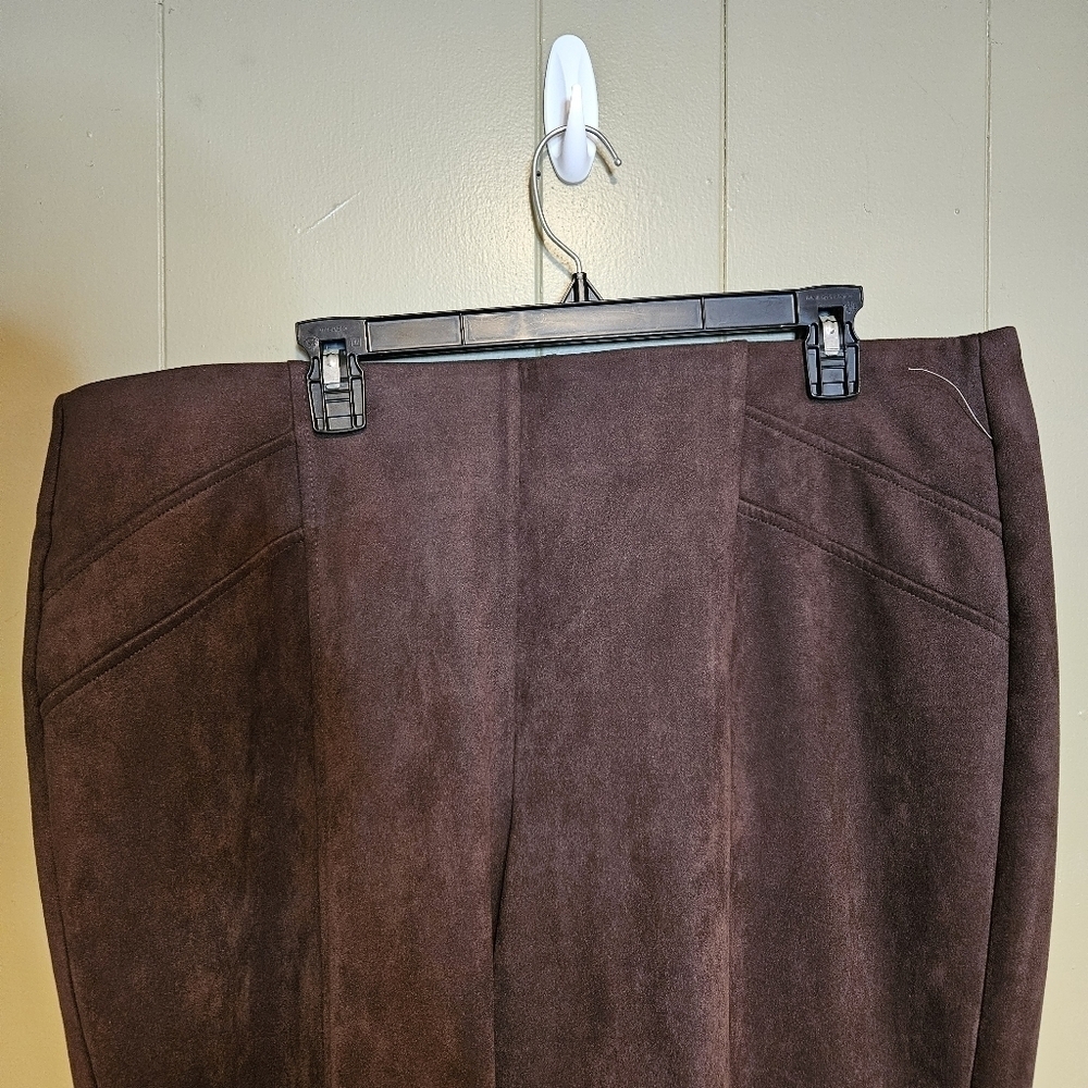 Rafaelle brownFaux Suede Pants, Pull-On, Straight-Leg, Stretch, Plus-Size- 20W - Picture 2 of 6